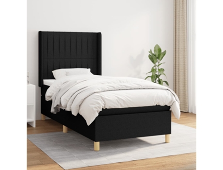 vidaXL Cama con somier y colchón 90x190 cm tela negra