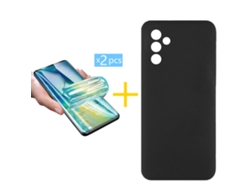 Pack 2 X Película de Vidrio Templado Hidrogel + Funda ACCETEL para Samsung Galaxy A55 5G Silicona Líquida Negro