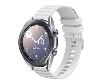 Correa de reloj inteligente para Samsung Galaxy Watch3 41 mm 20 mm Correa de silicona de color sólido con puntos ondulados (blanco)