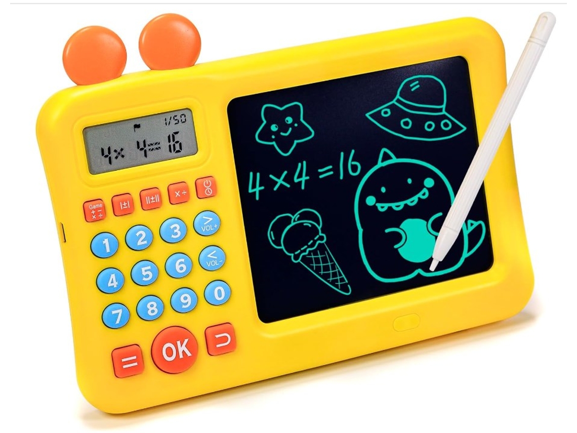 Calculadora de matemáticas para niños, juguetes educativos para niños de 4, 5, 6, 7, 8 y 9 años, tablero de dibujo LCD Montessori y máquina de cálculo.