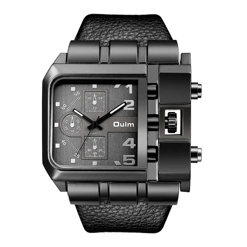 Reloj De Pulsera Informal (negro), Esfera Cuadrada, Correa Ancha, Reloj De Cuarzo Para Hombre.