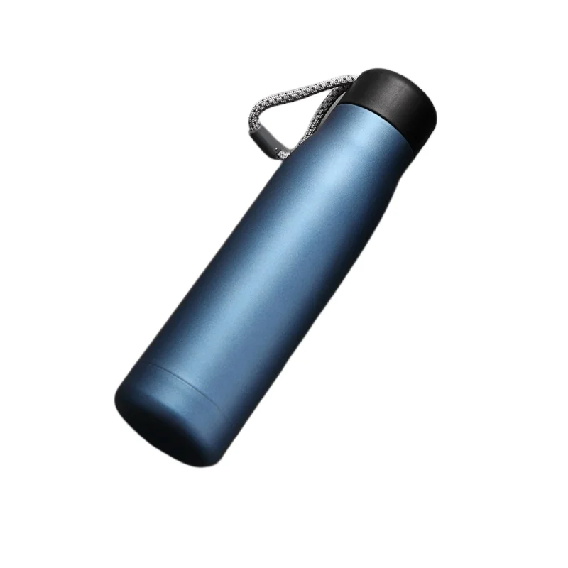 Botella De Agua Deportiva De Acero Inoxidable Con Aislamiento Al Vacío (azul, 400 Ml), A Prueba De Fugas, Con Asa.