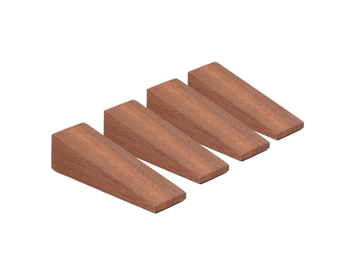 4 Piezas Tapon De Puerta De Madera Marrón Oscuro Triangular Antideslizante Para Dormitorio Sala Baño