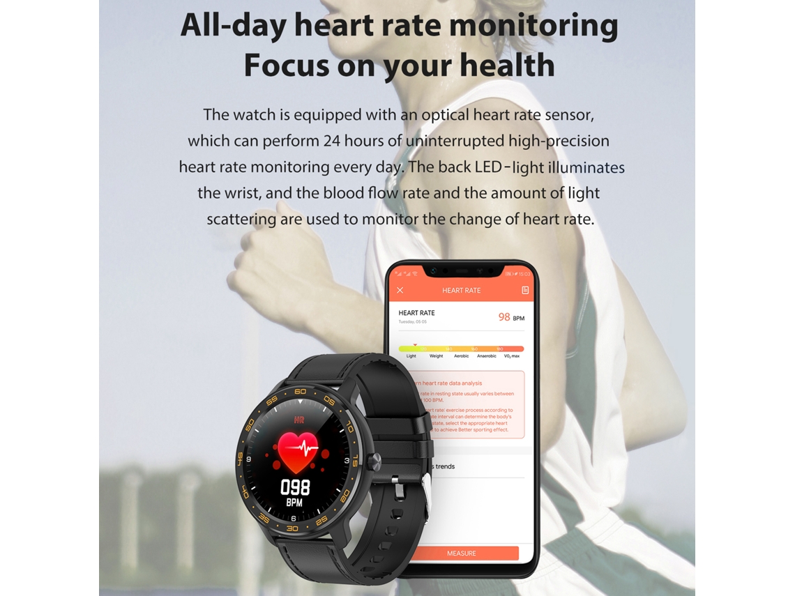 Reloj Inteligente Con Monitor De Frecuencia Cardíaca Y Sueño, Rastreador De Fitness Impermeable Para Android E Ios