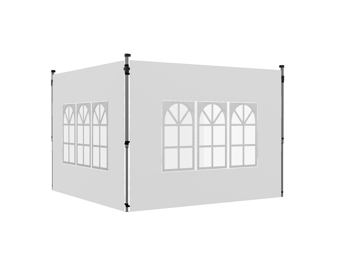 Paneles laterales para cenador de 3 x 3 m con ventana, juego de 2, color blanco.