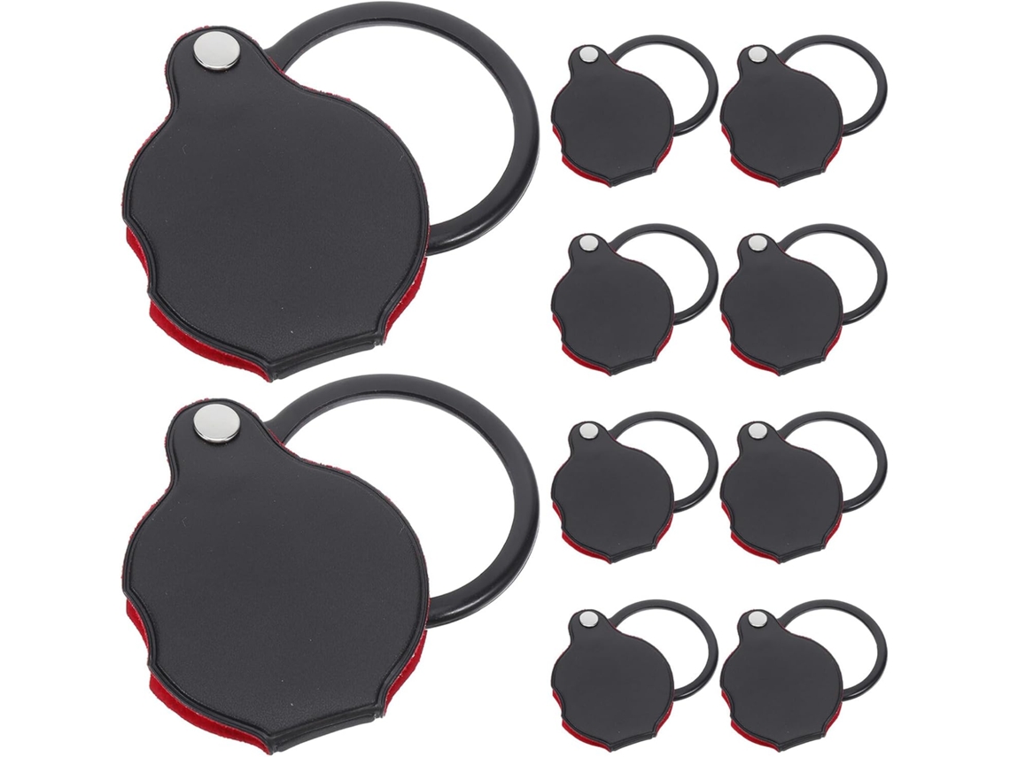 Juego De 10 Mini Lupas De Bolsillo Plegables Negras, Portátiles, Con Lente Giratoria, Compactas Y Ligeras.