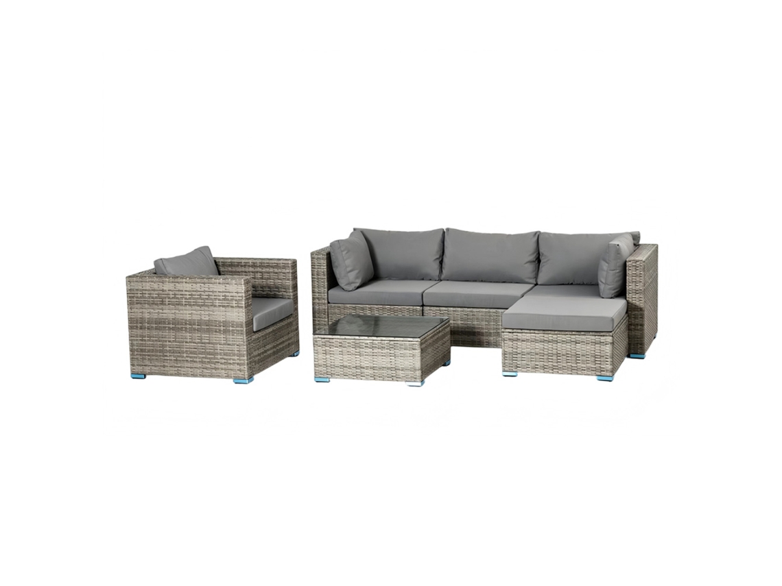 Peana Conjunto De Jardín Modular De 5 Plazas De Resina Trenzada