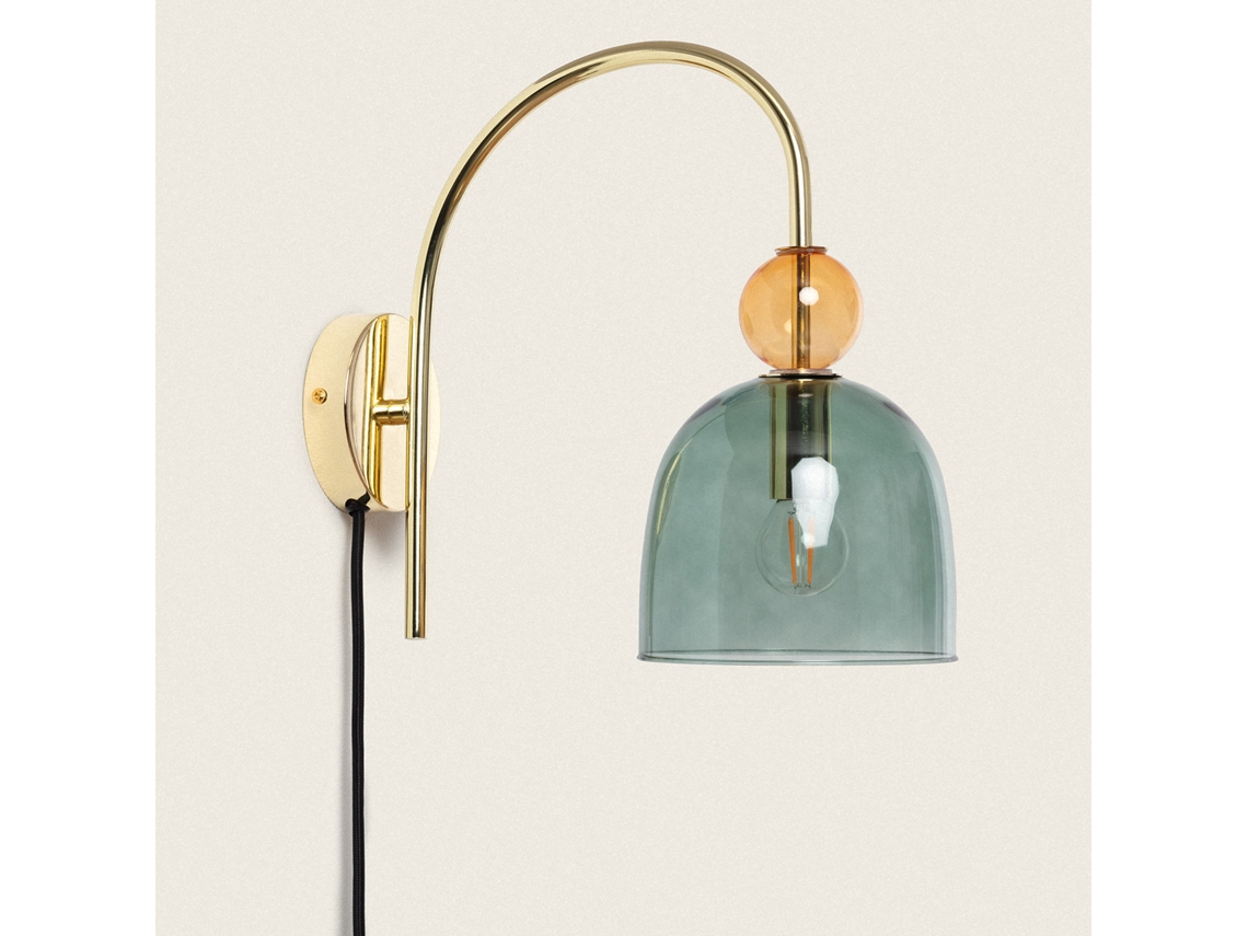 LEDKIA Lámpara de Pared Metal y Cristal Baudelaire Verde