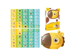 Tarjetas De Lectura Educativas Con Diseño De Jirafa Animada Para Aprender Palabras En Inglés. Regalo Ideal Para Bebés.