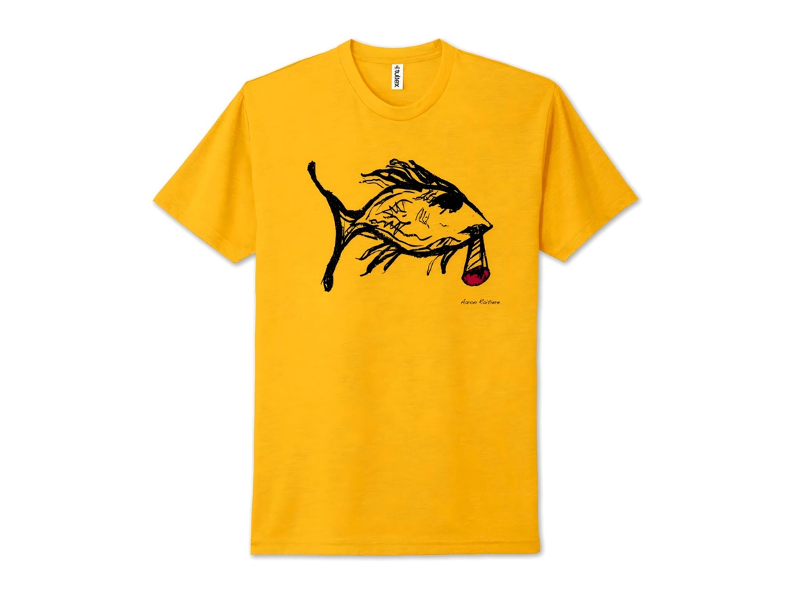 Aaron Raitiere Smoking Fish T-shirt Rockinstone Unisex Adults Best Sellers Size:xl