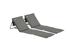 Tumbona Playa Plegable Ajustable, Correa Transporte, 142x51x40cm, Gris