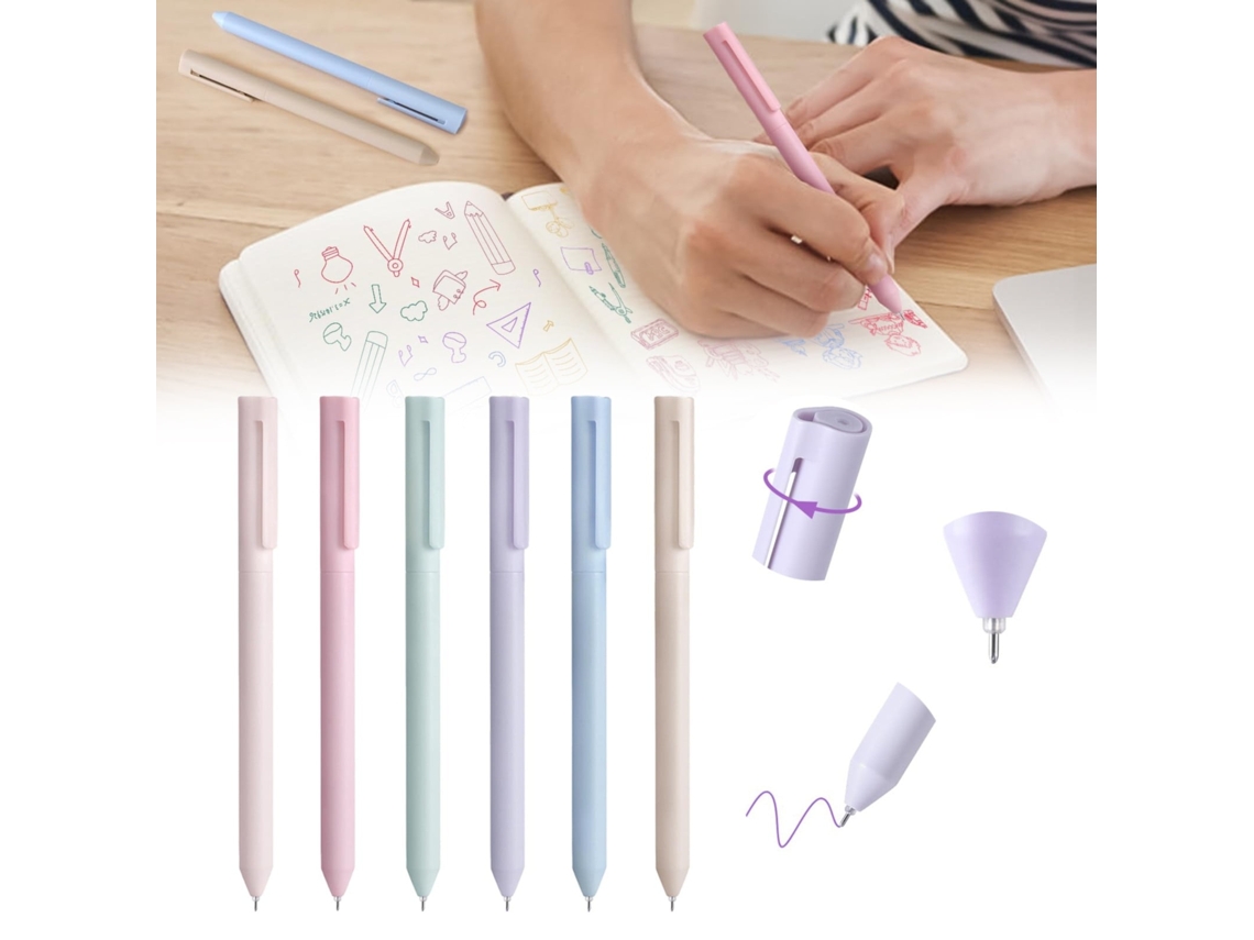 6 Bolígrafos De Gel Flexibles De Color Rosa, 0,5 Mm
