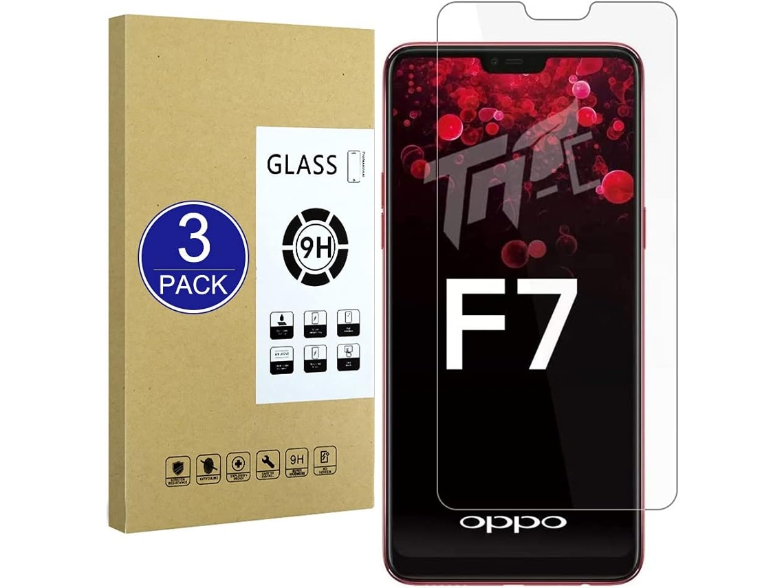 Conjunto de Protectores de Pantalla Compatíveis Protetora Dureza Amigável para Oppo F7 HONGWE. Vidrio Templado (3un)