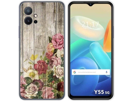 Carcasa para Vivo Y55 5G TUMUNDOSMARTPHONE Dibujos Madera 08 Multicolor