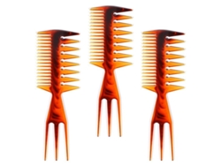 Peine De Plástico 3 En 1 Con Dientes Finos Y Gruesos Para El Cabello - 3 Piezas