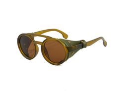 Gafas de sol Chrui Steampunk, redondas con laterales de malla, protección lateral (08)