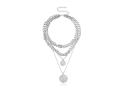 Collar Con Colgante De Varias Capas, Cadena Ajustable De Aleación De Metal Y Colgante Redondo Para Mujer.