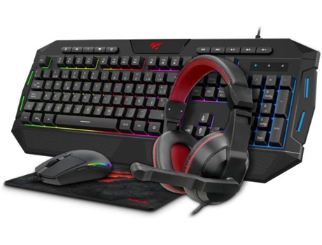 Bundle Gaming HAVIT KB501CM (Teclado + Ratón + Auricularess + Alfombrilla)