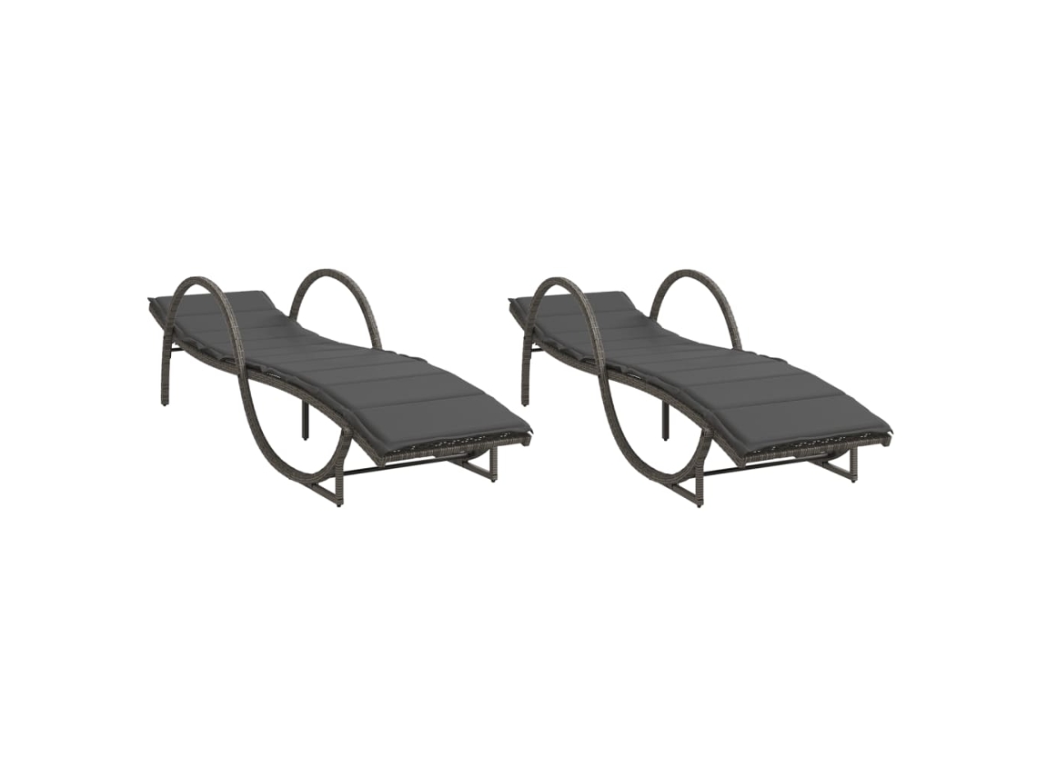 Juego de 2 tumbonas de mimbre con cojines, patas grises, EXCLUSIVA MAISON