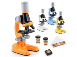 Microscopio infantil, aumento de 100x a 1200x, apto para niños de 3 a 12 años, color naranja (1 unidad)