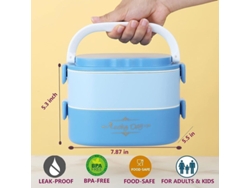 2026-41772-bandeja De Almuerzo Adultos Y Niños, Doble Capa Apilable, Sin Fugas, Microondas, Sin Bpa, Material Seguro, Azul