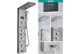 Grifo de ducha LED con pantalla digital de temperatura y sistema de masaje corporal, acabado cepillado 8009