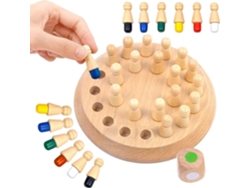 Conjunto de Xadrez com Palitos Memória Madeira Blocos Construção Divertidos Colorida Jogo Tabuleiro