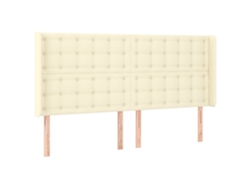 Cabecero con solapas de piel sintética 183x23x118/128 cm Crema EXCLUSIVO DE MAISON