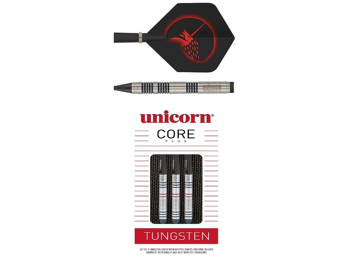 Dardos Unicornio con puntas de acero y tungsteno, 21 gramos, juego de dardos Core Plus