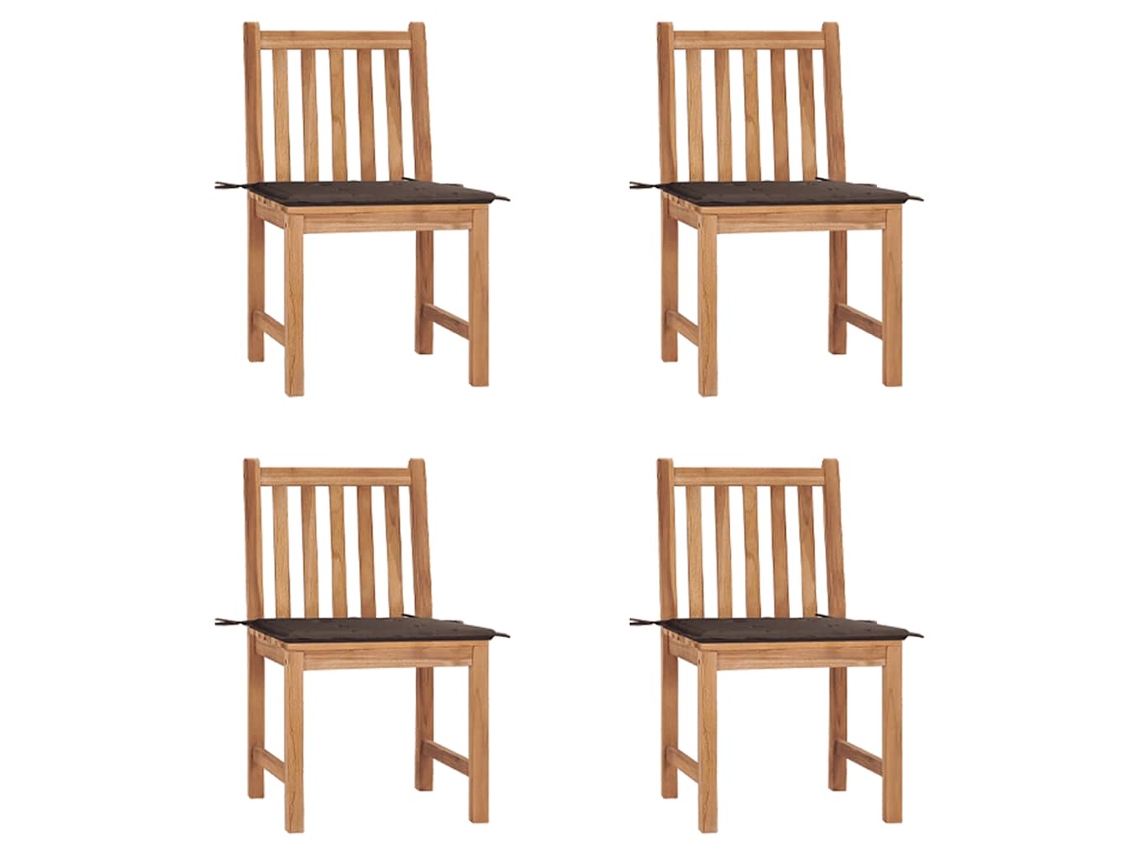 Sillas de jardín DKD Home Decor de 4 piezas con cojines, madera maciza de teca