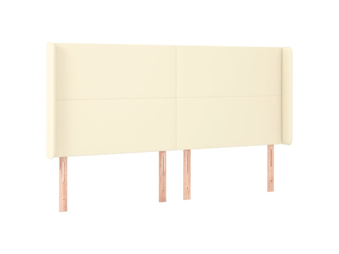 Maison Exclusive - Cabecero Con Orejas De Cuero Sintético Crema 203x16x118/128 Cm