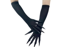 Guantes largos negros de Halloween para decoración de uñas, ideales para fiestas de disfraces y pedir dulces - Guantes largos de Halloween - Hengrongshen