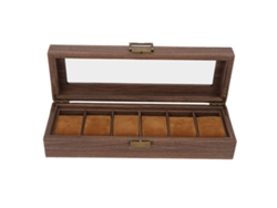 Caja De Almacenamiento Y Exhibición De Relojes De Cuero Sintético Vintage Con 6 Compartimentos Y Cerradura.