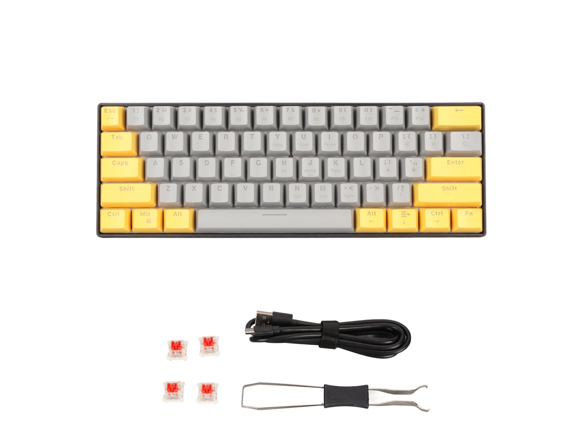 Teclado Mecánico Con Una Relación Pantalla-cuerpo Del 60%, 61 Teclas, Diseño Para Juegos Con Retroiluminación Led Y Cable Usb-c De Aproximadamente 1,5 M.
