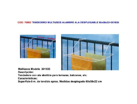 Tendedero multiusos alambre ala desplegable 60x58x22 301035