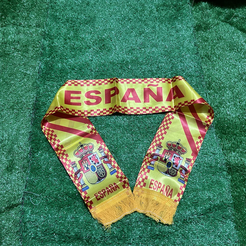 (5 Piezas, 14x130cm) Bufanda Española De Satén Estampada A Doble Cara Para Aficionados Al Fútbol.