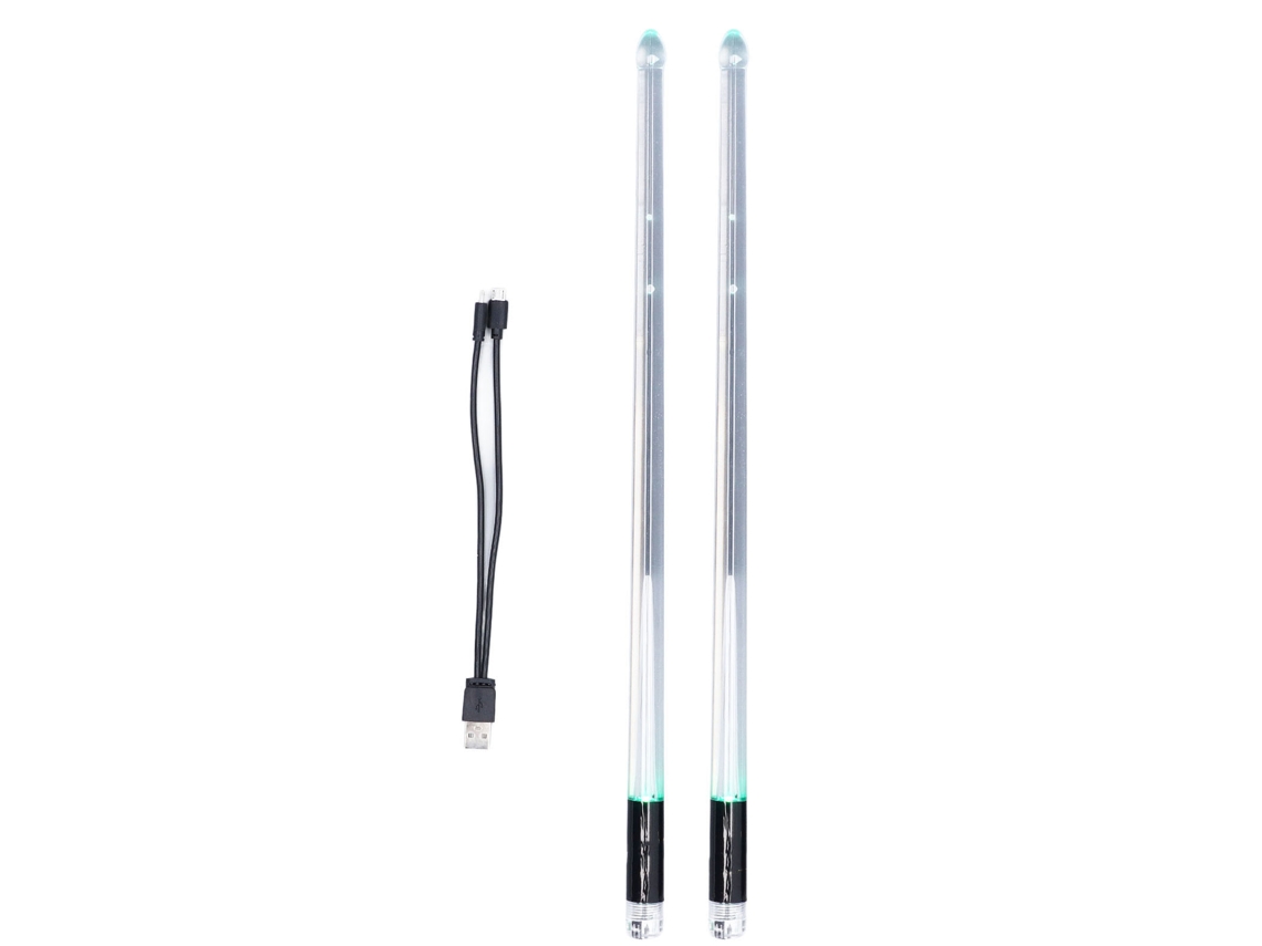 20du26 Baquetas LED recargables por USB con 15 luces que cambian de color para actuaciones en el escenario