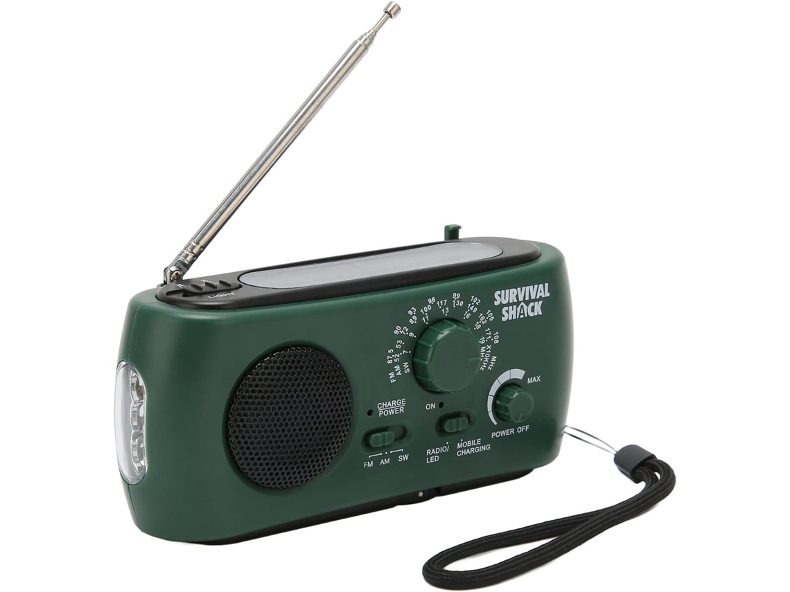 Radio portátil de transistores con manivela, batería, red eléctrica o energía solar, ideal para senderismo y actividades al aire libre Zeuxo