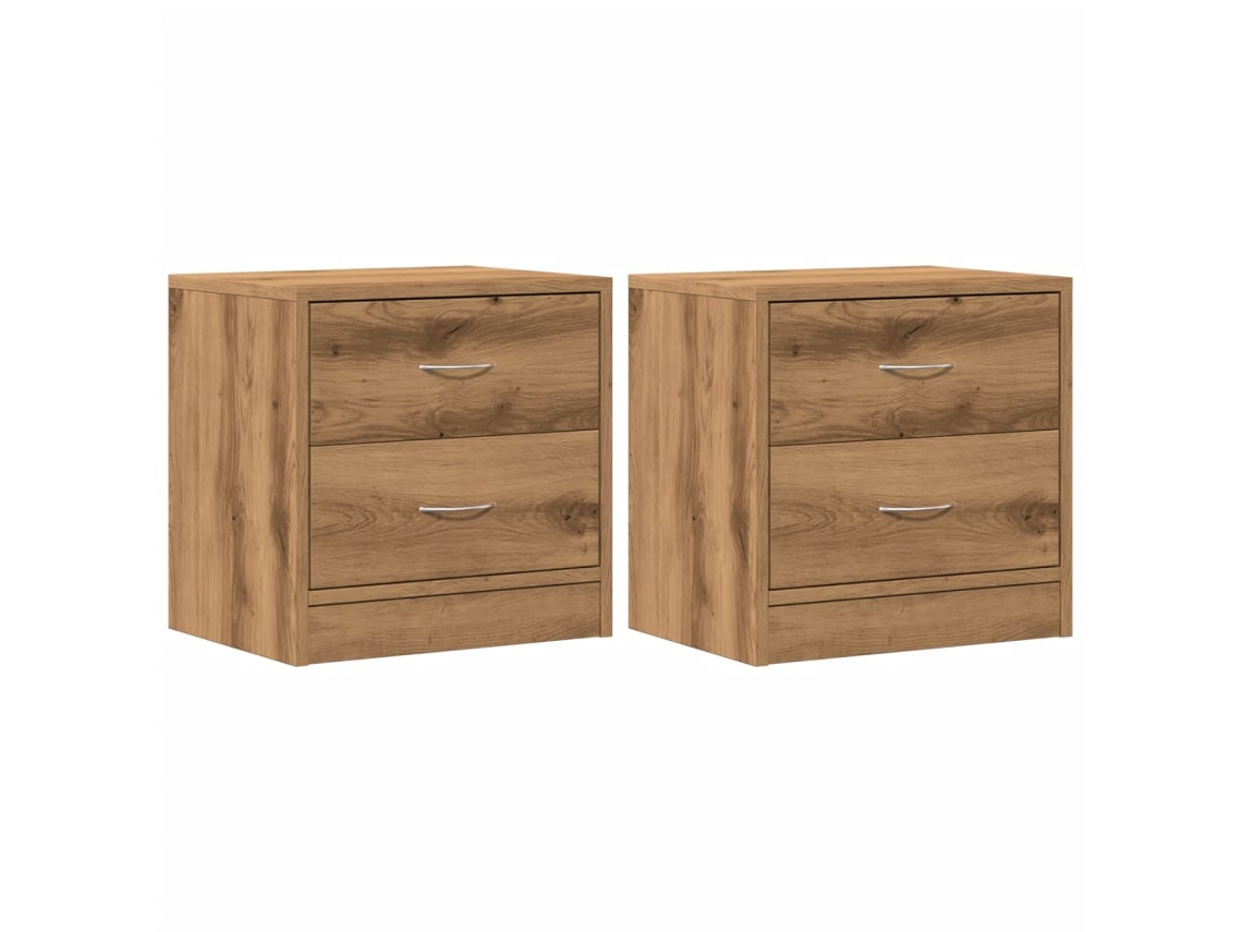 Maison Exclusive - Mesitas Noche 2 Uds Madera Ingeniería Marrón Roble 40x30x40 Cm