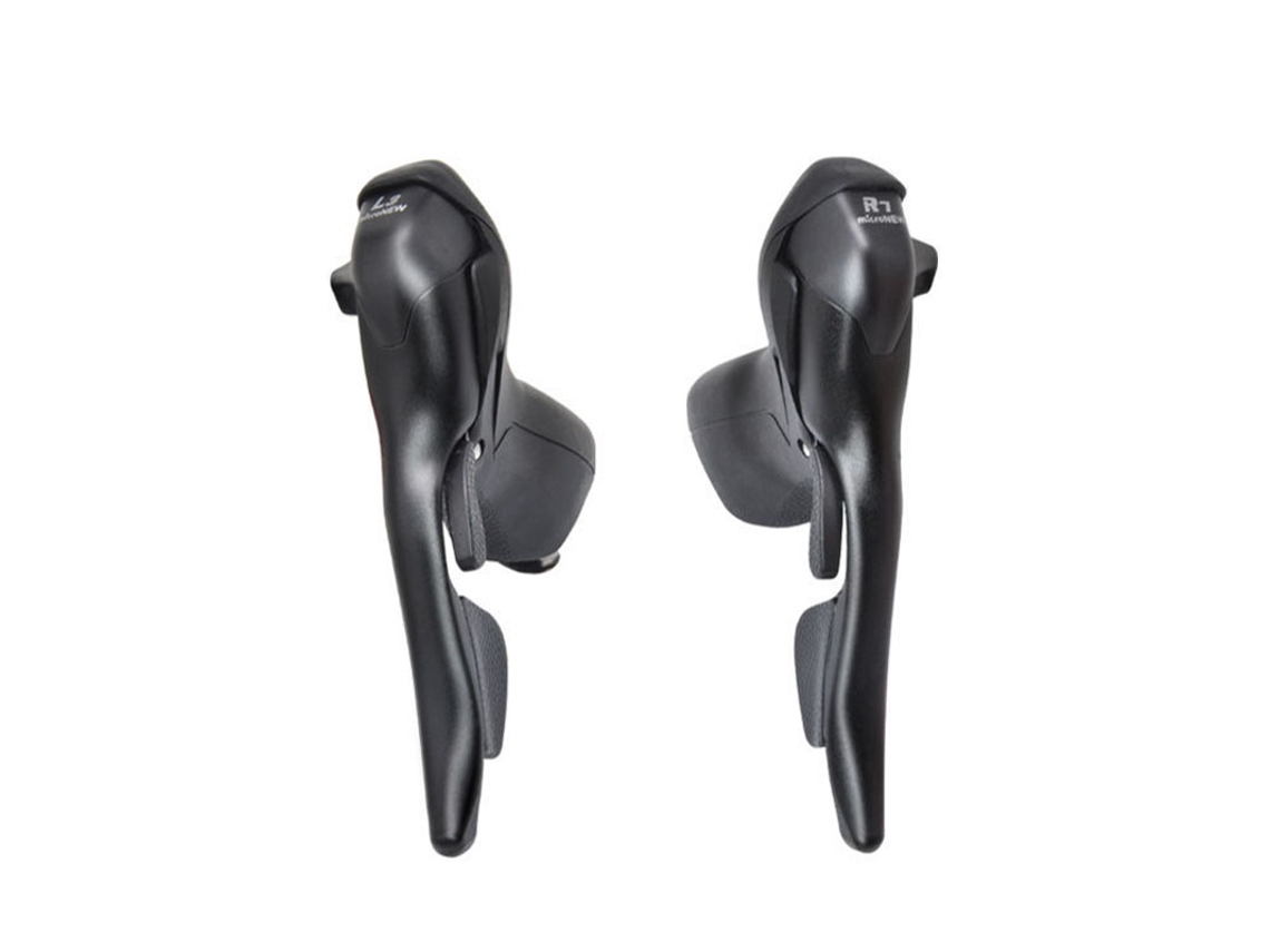 Par de palancas de cambio y freno para manillar abatible Shimano 2x7 y 3x7 velocidades, color Blackvayotoy SB-R472 SB-R473