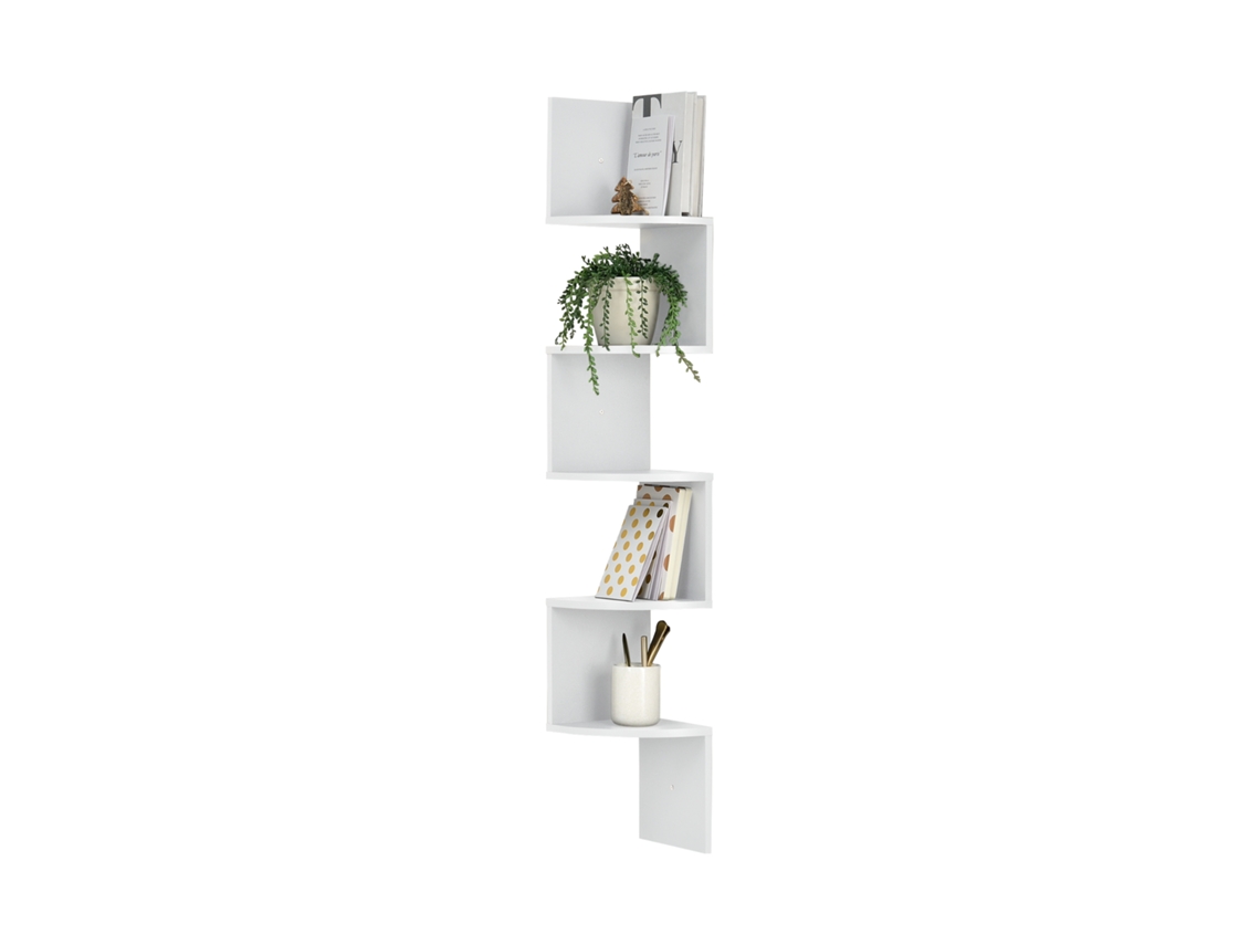Estantería de pared blanco mate diseño retro (123x19,5x19,5cm) [EN.CASA]