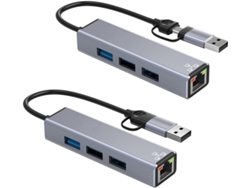 Adaptador Ethernet Usb C/usb A De 1000 Mbps Rj45 Plug And Play