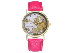 Elegante Reloj De Pulsera De Cuarzo Unisex Para Hombres Y Mujeres, Rosa Y Rojo.