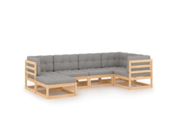 Conjunto 6 de muebles de jardín VIDAXL y cojines madera maciza pino