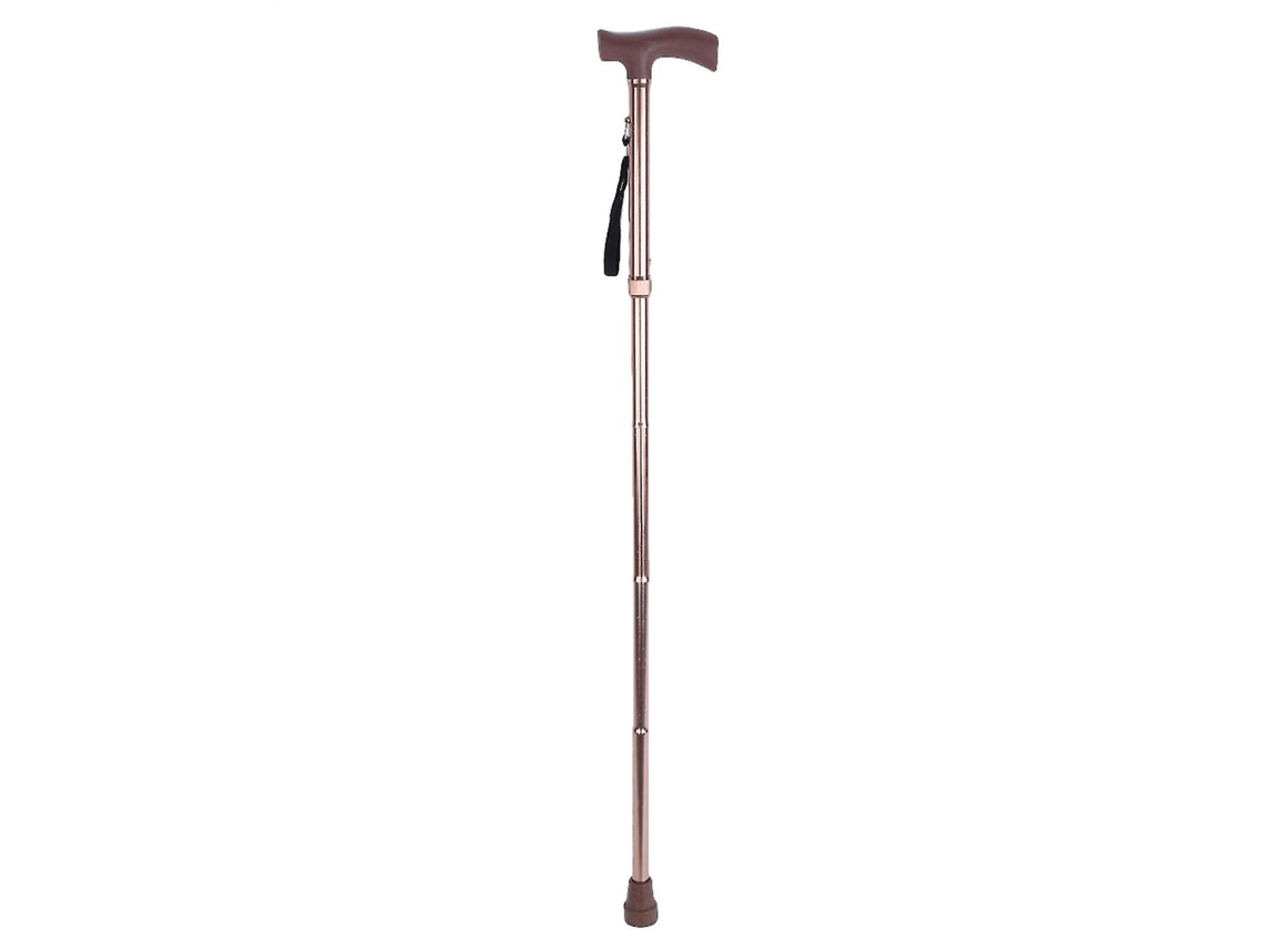 Bastón plegable de aleación metálica para personas mayores, guía para ciegos, muleta, color bronce, longitud ajustable.