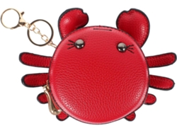 Monedero Pequeño De Piel Sintética Roja Con Decoración De Cangrejo, Ligero Y Fácil De Cuidar, De Mano.