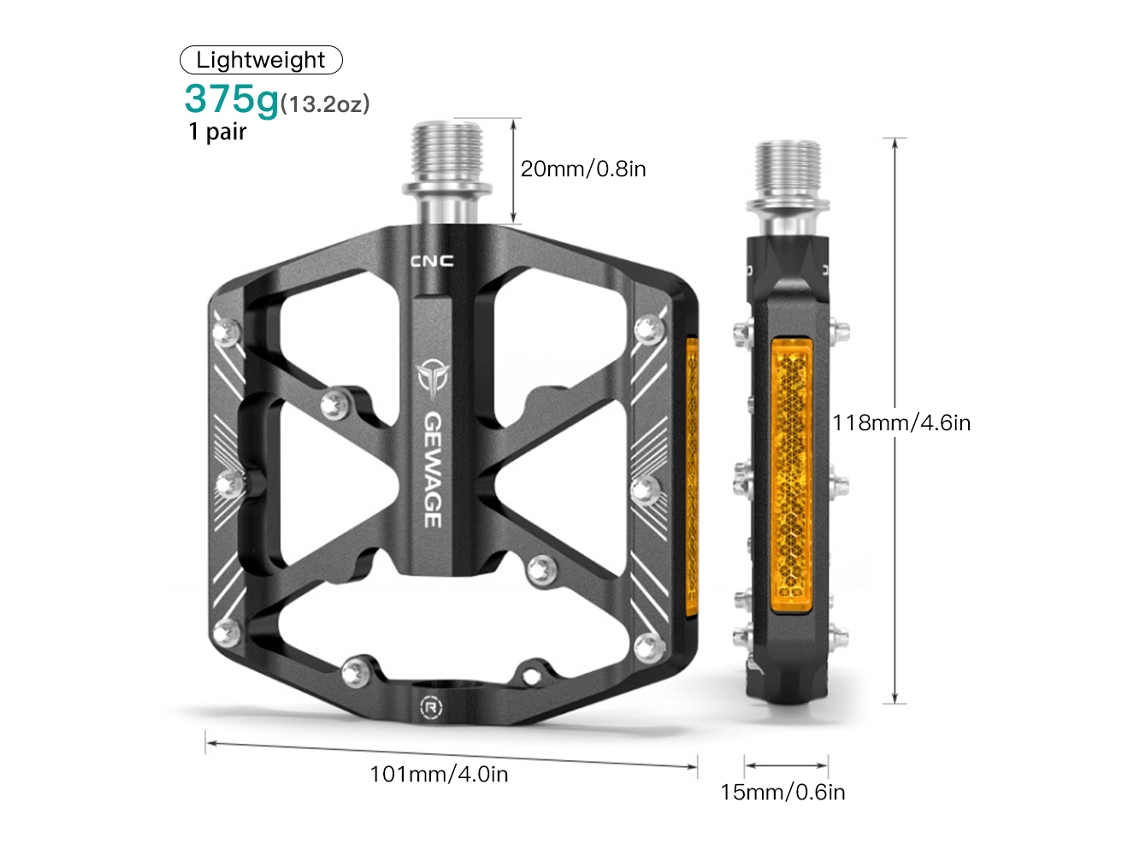 Pedales De Bicicleta De Aleación De Aluminio Con Reflectores Antideslizantes Para Bicicleta De Montaña.