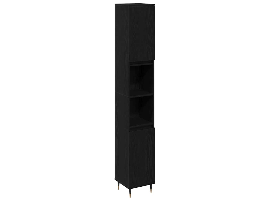 Maison Exclusive - Gabinete De Baño Con Estante Roble Negro 30 X 30 X 190 Cm