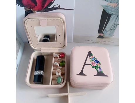 Caja de almacenamiento de joyas con espejo, joyero de madera de doble capa, caja de almacenamiento de pendientes HHZ