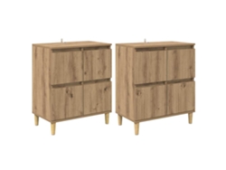 Aparador | Tableros Lateral 2 Uds Roble Artesanal 60 X 35 X 70 Cm